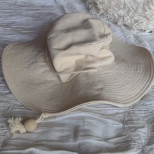 NWT Madewell Beige Canvas Oversize Linen Sunhat